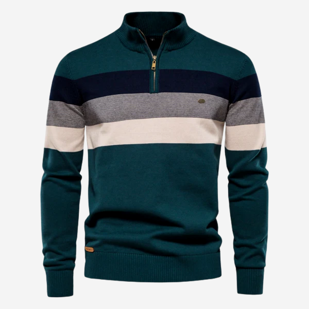Reinier | Heren Half Rits Trui | Fleece Gevoerde Gebreide Coltrui voor Winter