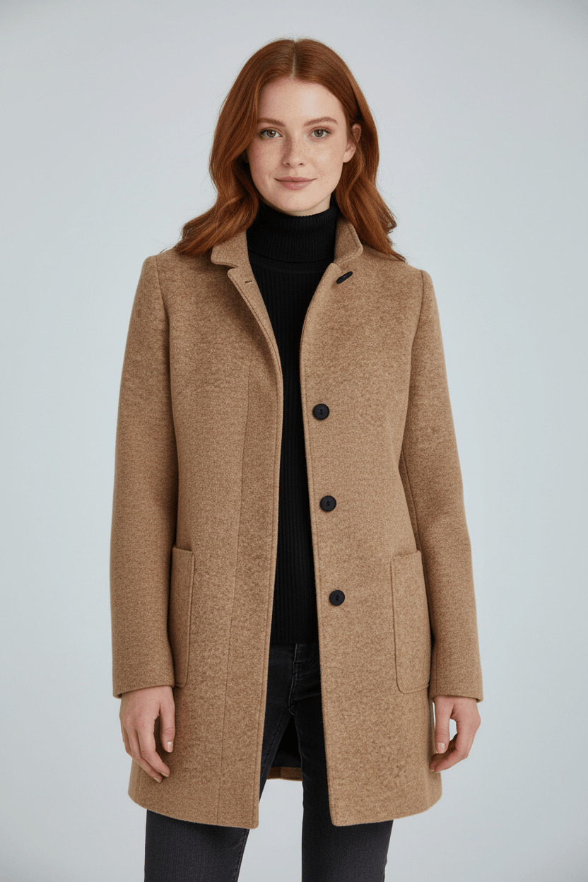 Mayke | Dames Lange Jas | Trenchcoat Met Enkelrij Knopen en Staande Kraag Voor Werk en Casual Gebruik