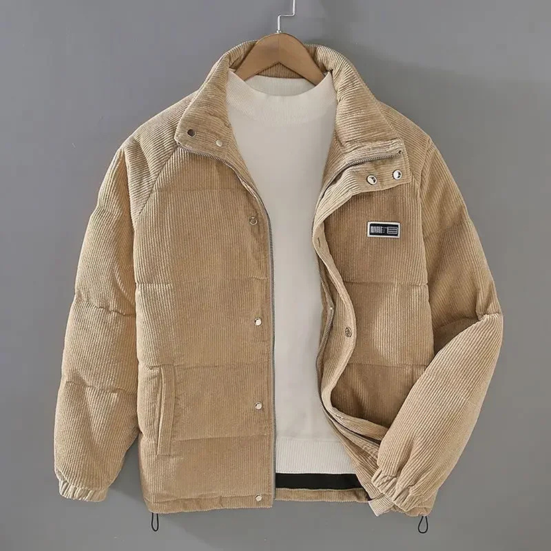 Stefan | Heren Corduroy Jas met Opstaande Kraag met Ritssluiting