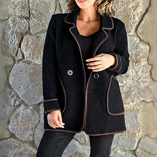 Carola | Dames Winter Jas | Dubbelgeknoopte Blazer Met Reverskraag