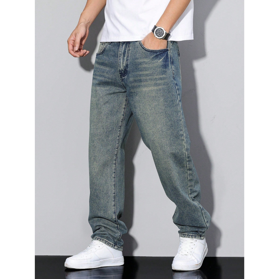 Daan | Wijde Denim Jeans | Oversized met Zakken