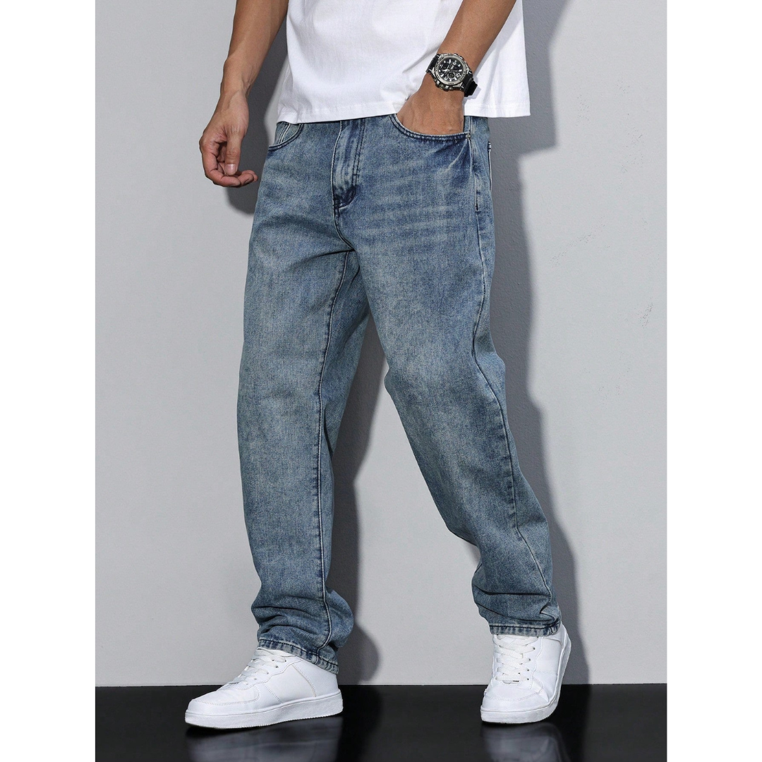 Daan | Wijde Denim Jeans | Oversized met Zakken