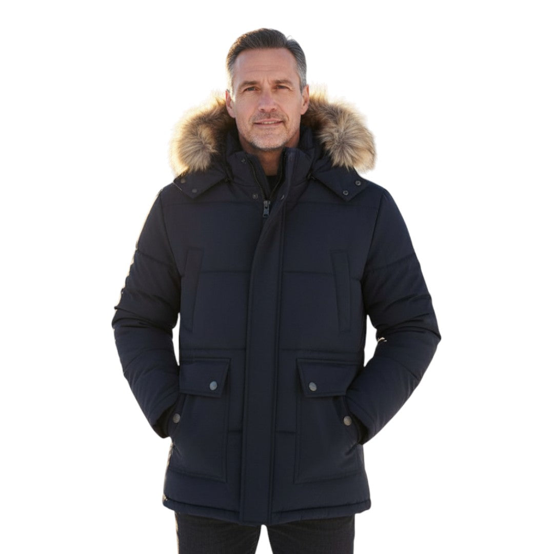 Thomas | Heren Winter Parka Met Afneembare Bontkraag | Dikke Gewatteerde Jas Met Binnen-Voering