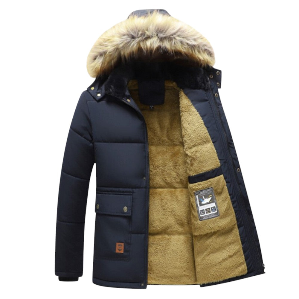 Thomas | Heren Winter Parka Met Afneembare Bontkraag | Dikke Gewatteerde Jas Met Binnen-Voering