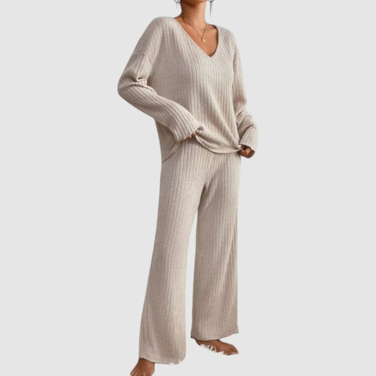 Anouk | Tweedelige Set | Lounge Set met V-hals Trui en Broek