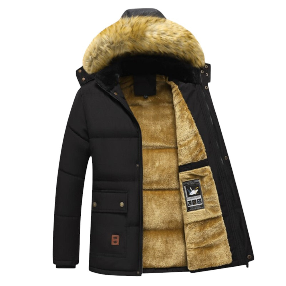 Thomas | Heren Winter Parka Met Afneembare Bontkraag | Dikke Gewatteerde Jas Met Binnen-Voering